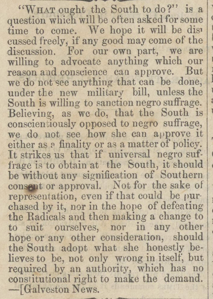 VDT article about what ought the South to do