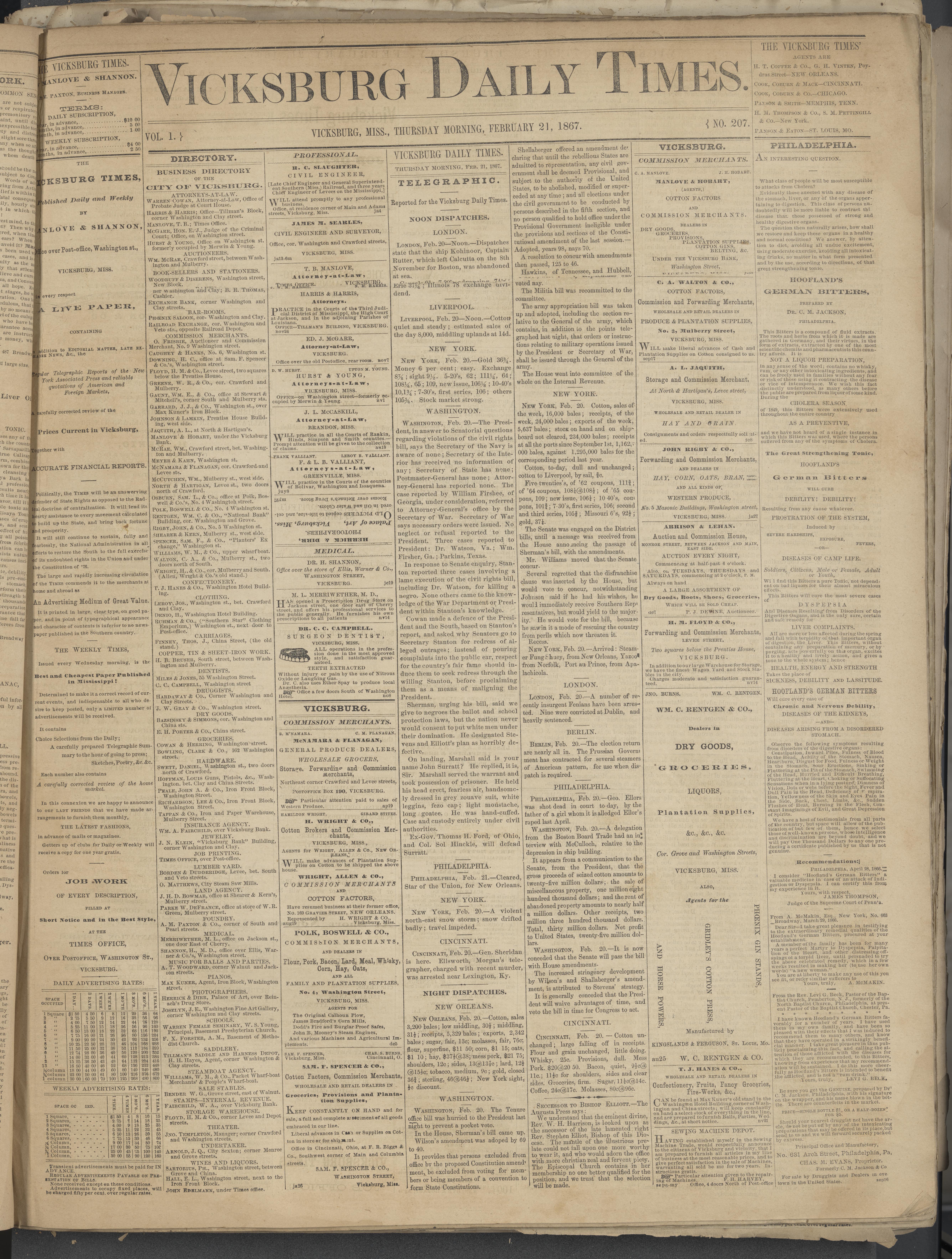 The Vicksburg Daily Times, Volume 1, Number 207