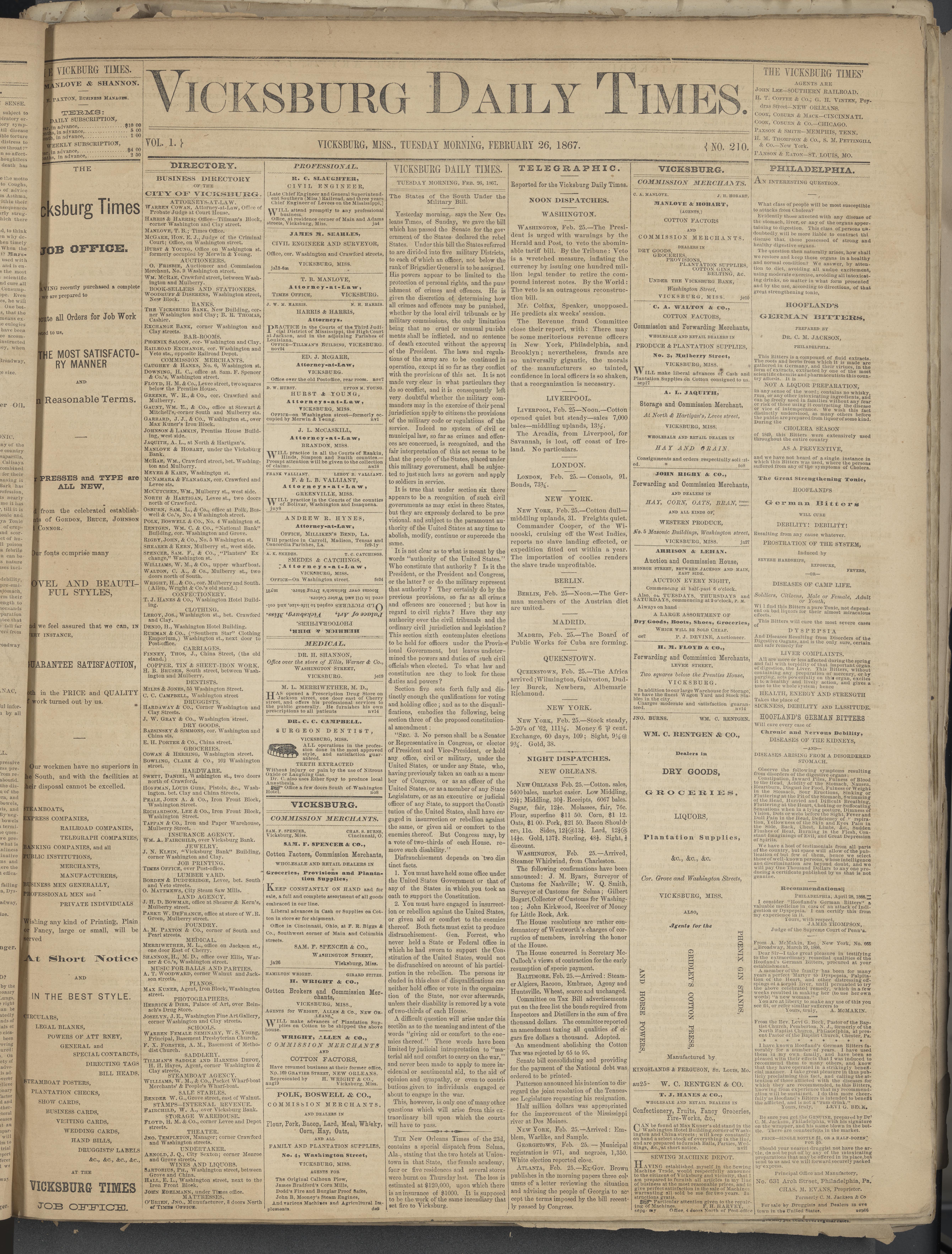 The Vicksburg Daily Times, Volume 1, Number 210