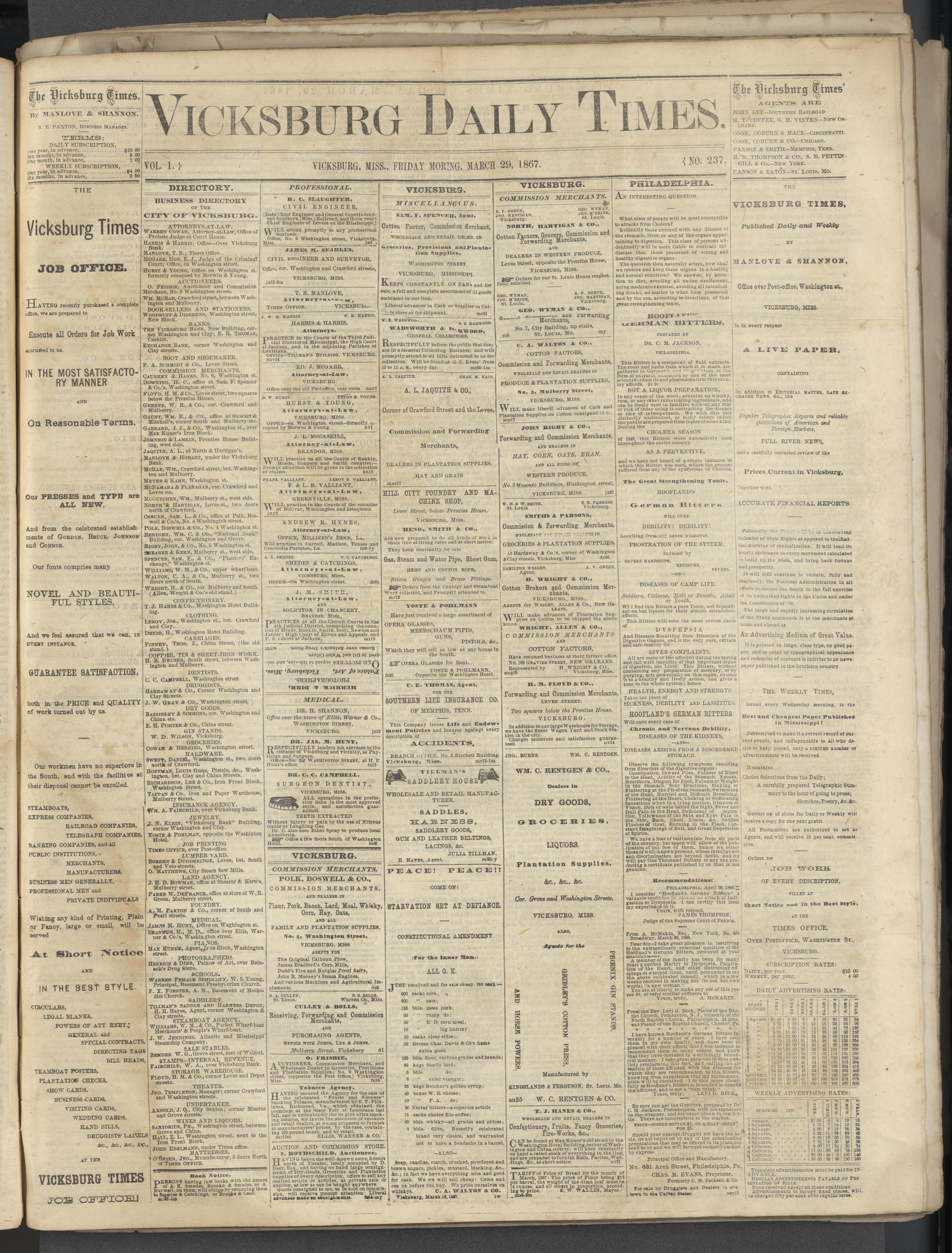 The Vicksburg Daily Times, Volume 1, Number 237
