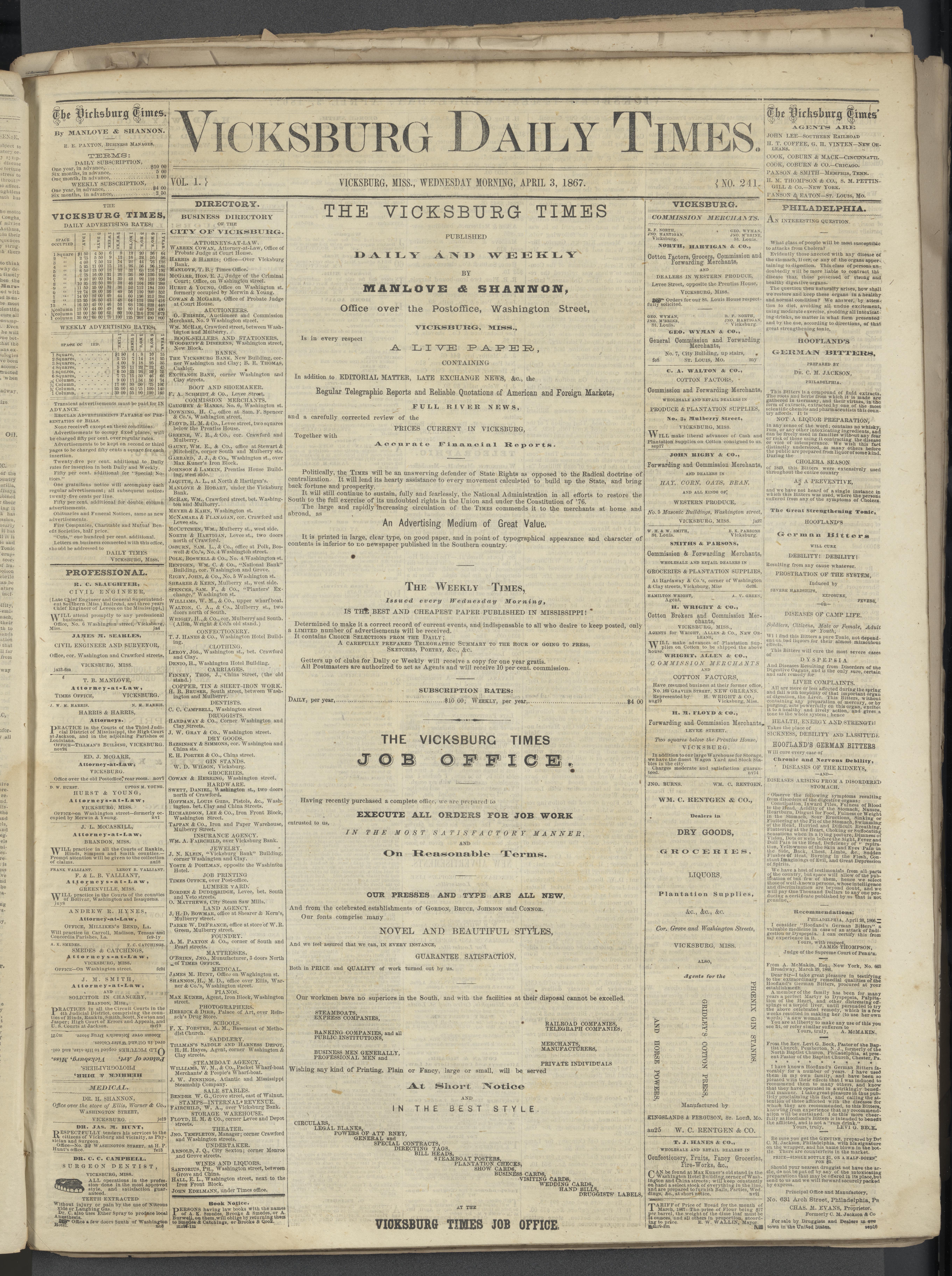 The Vicksburg Daily Times, Volume 1, Number 241